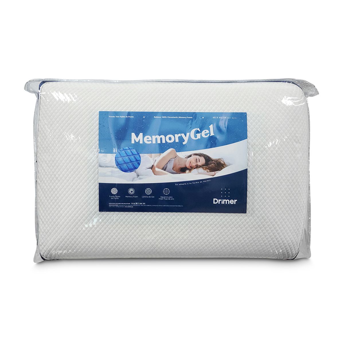 DRIMER - Almohada Memory Gel Estándar (60x40 cm).