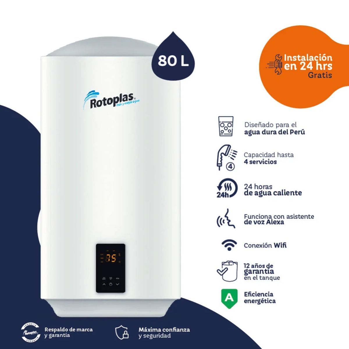 ROTOPLAS - Terma de Acumulacion Ecosmart Wifi 80L