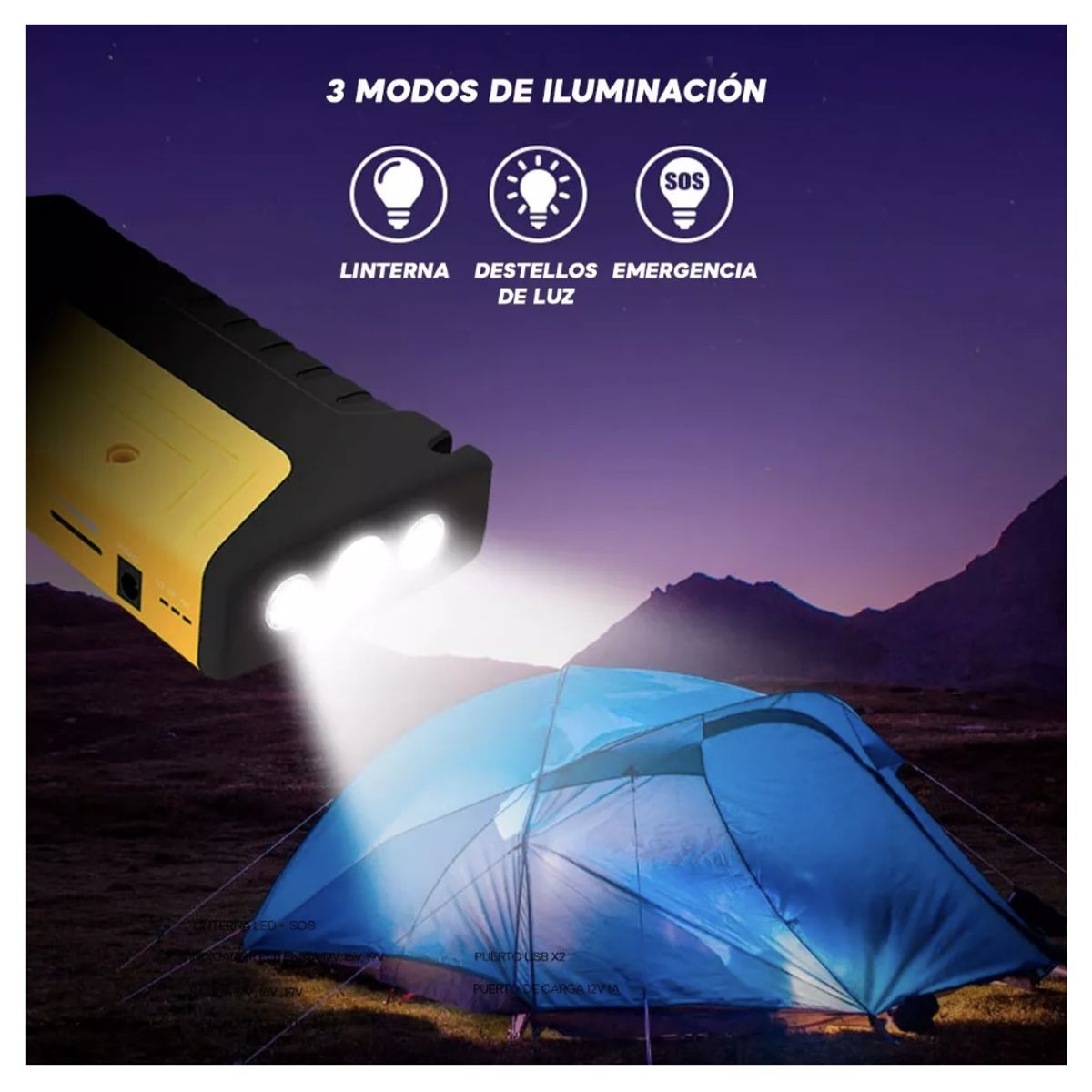 GENERICO - Arrancador Portátil De Auto Moto Powerbank Linterna 50800mah