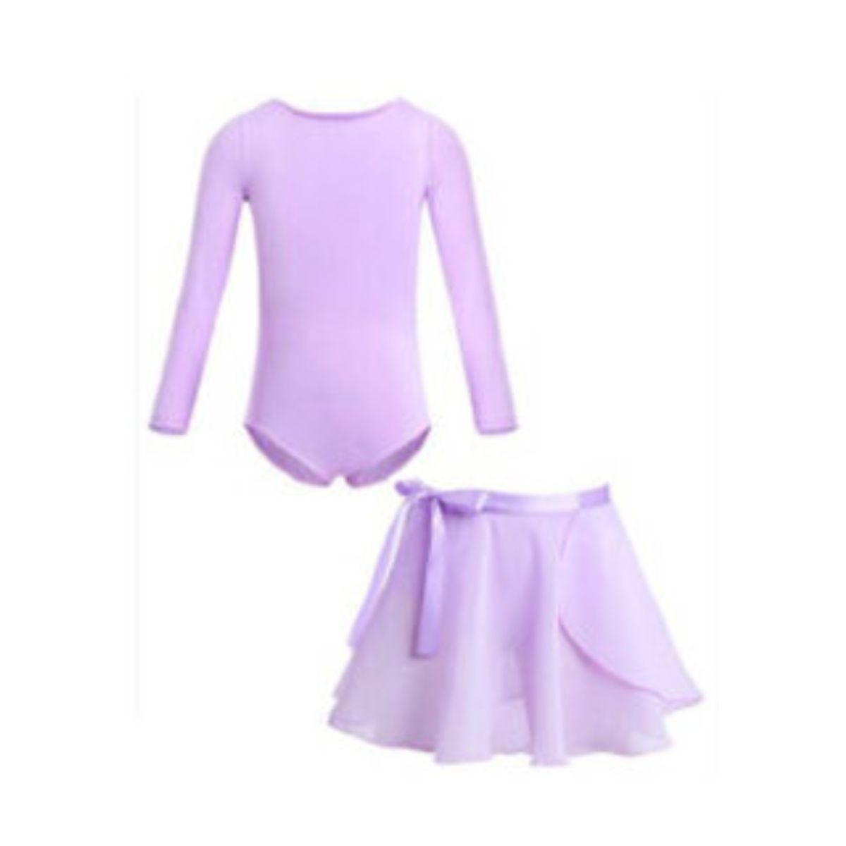 GENERICO - CONJUNTO TRAJE DE BALLET CON FALDA ENVOLVENTE MANGA LARGA- LILA