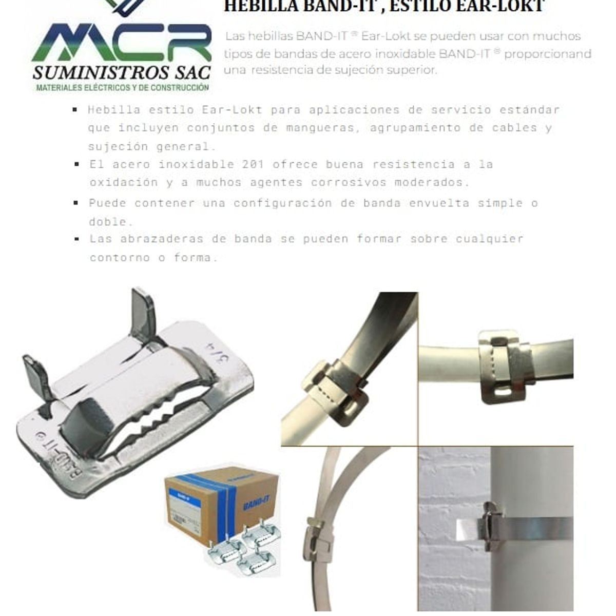 BAND IT - HEBILLAS DE ACERO INOXIDABLE DE MEDIA 1/2 PULGADA CAJA DE 100 UND