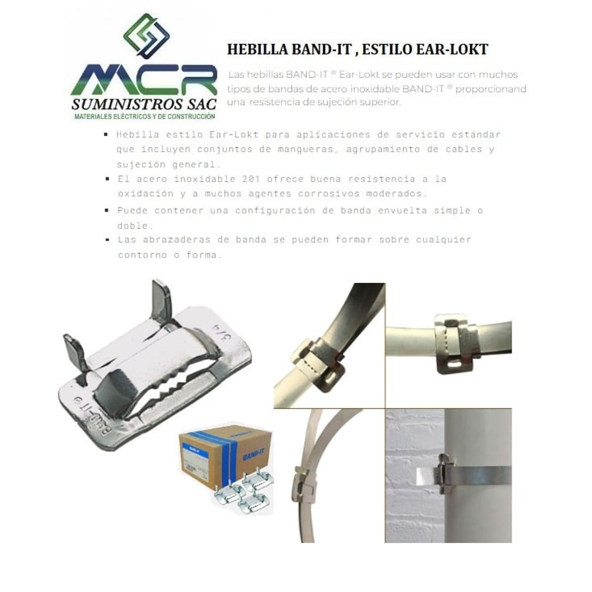 BAND IT - HEBILLAS DE ACERO INOXIDABLE DE MEDIA 1/2 PULGADA CAJA DE 100 UND