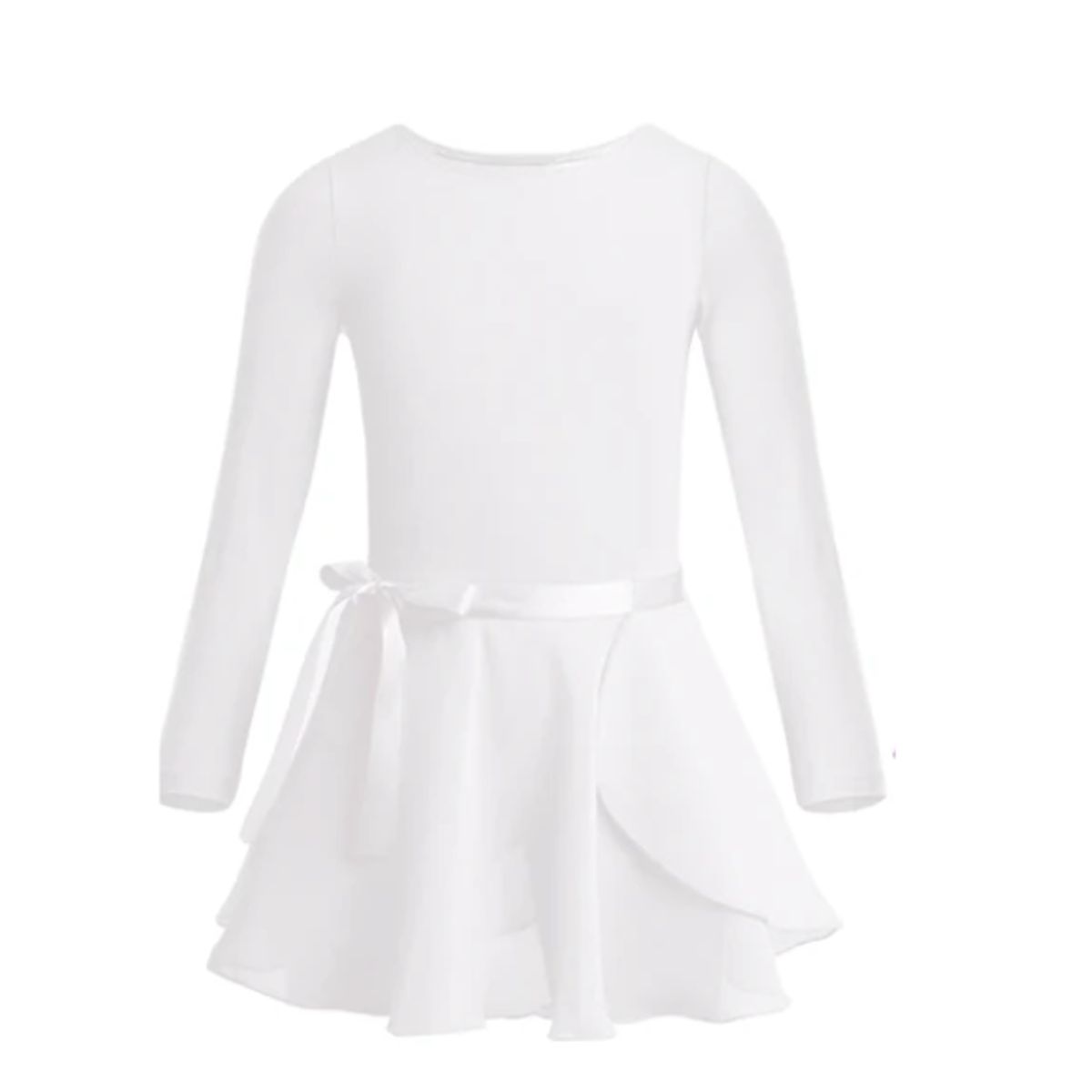 GENERICO - CONJUNTO TRAJE DE BALLET CON FALDA ENVOLVENTE MANGA LARGA- BLANCO