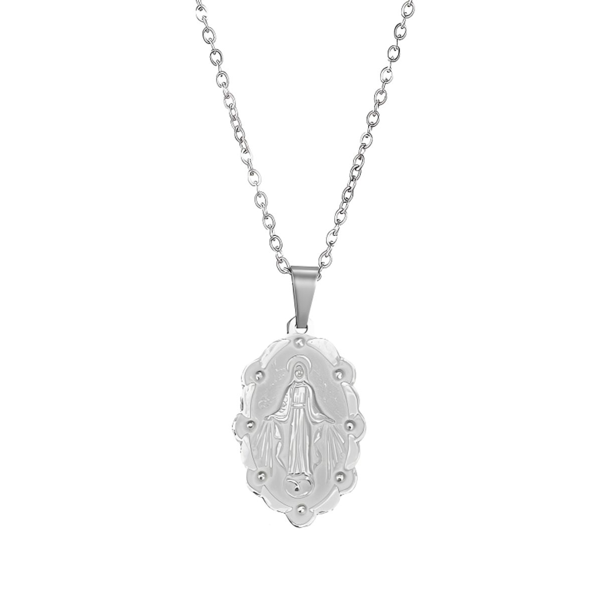 KARMY - Collar Hombre Medalla Milagrosa Religiosa Joya Regalo Plata