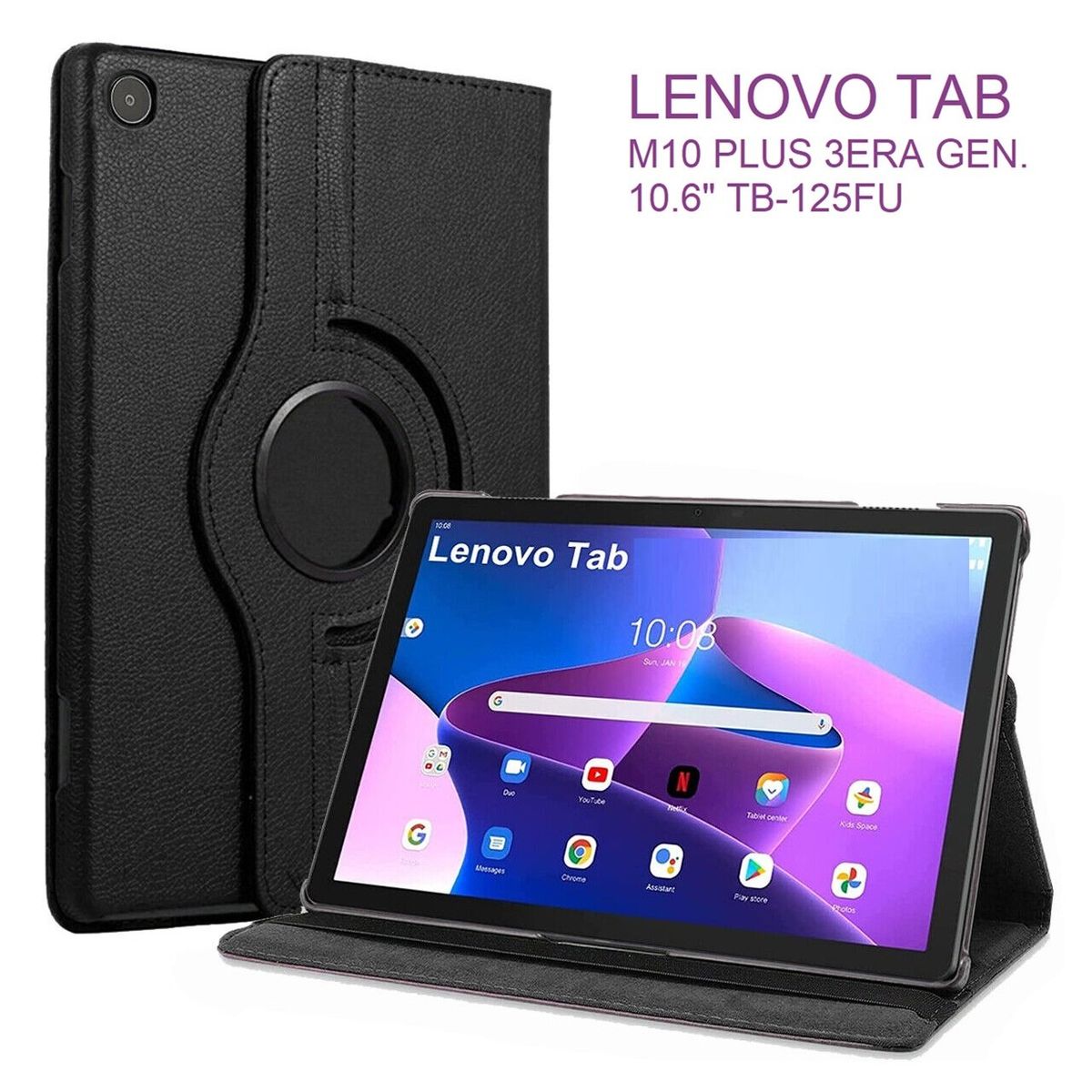 GENERICO - Funda Case Giratoria para Lenovo Tab M10 Plus 3era Gen 106 TB125FU.