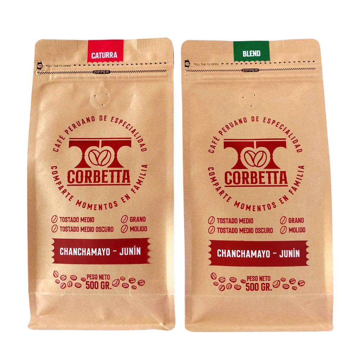 CORBETTA - Café de Especialidad Grano Dúo 500 Gr Chanchamayo