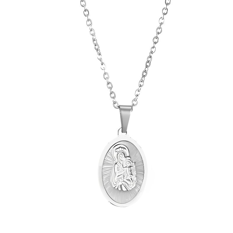 GENERICO - Collar Hombre Virgen Del Carmen Alto Relieve Joya Plata