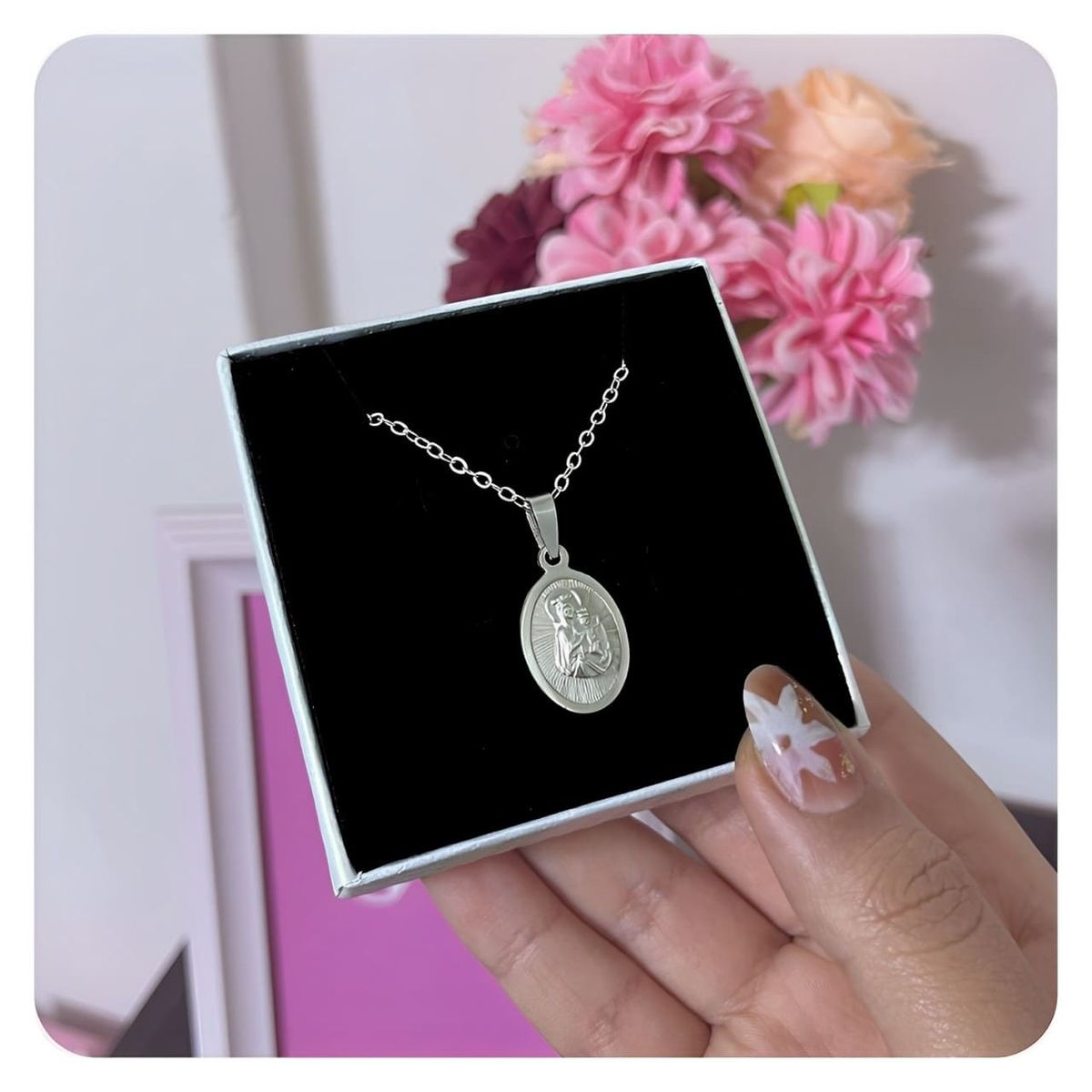 GENERICO - Collar Mujer Virgen Del Carmen Alto Relieve Joya Plata