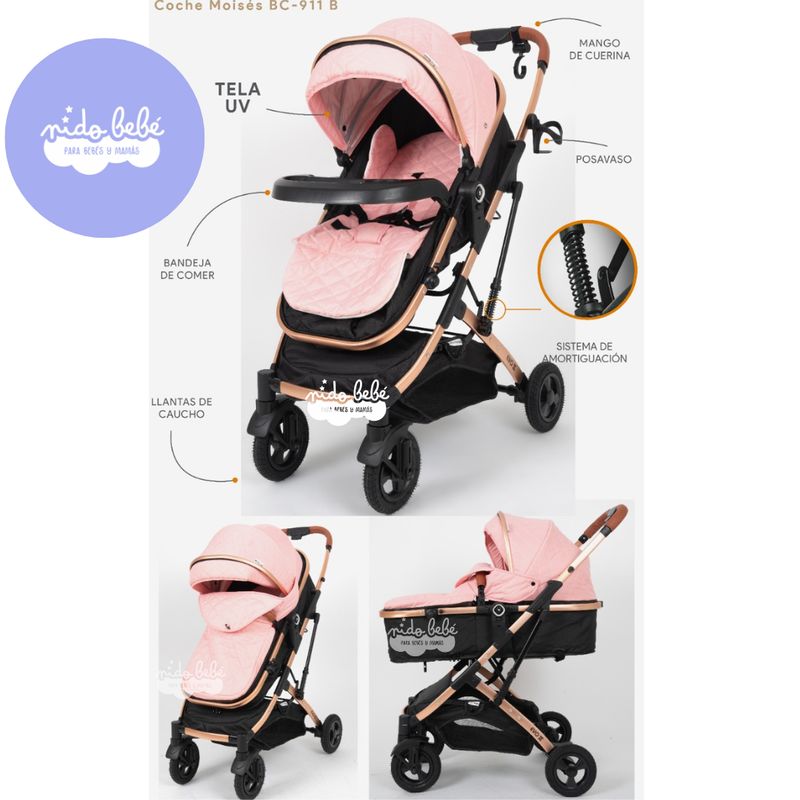 GENERICO - Coche moisés EVO BABY CRAFT ROSA