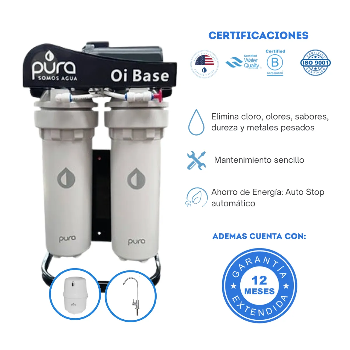PURA - Sistema de Ósmosis Inversa OI BASE  Agua 100% segura