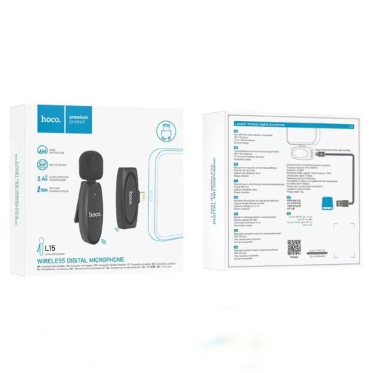 HOCO - Micrófono Hoco L15 inalámbrico Lightning Cancelacion de Ruido