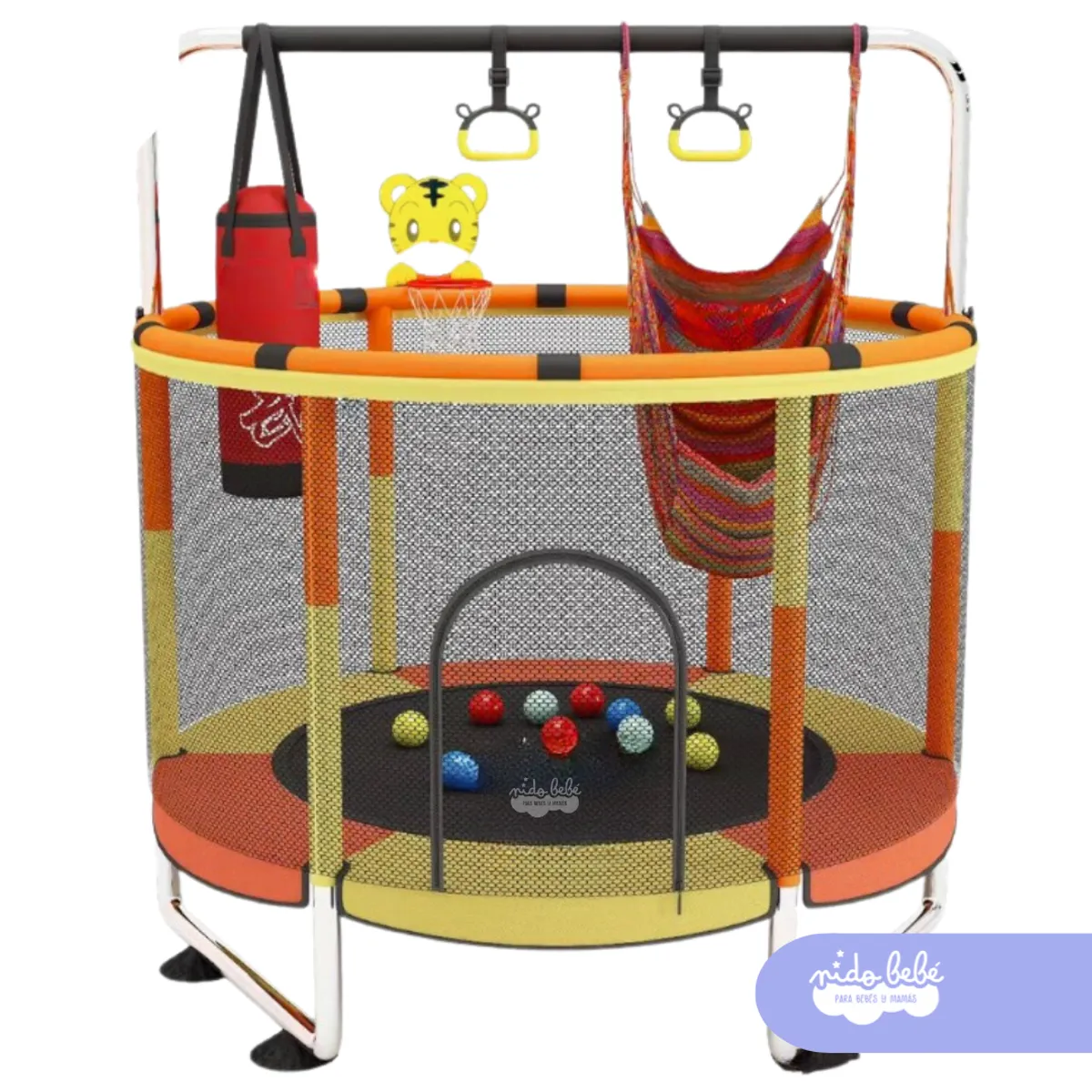 GENERICO - Juego CAMA SALTARINA FULL SMILE Amarillo con Naranja