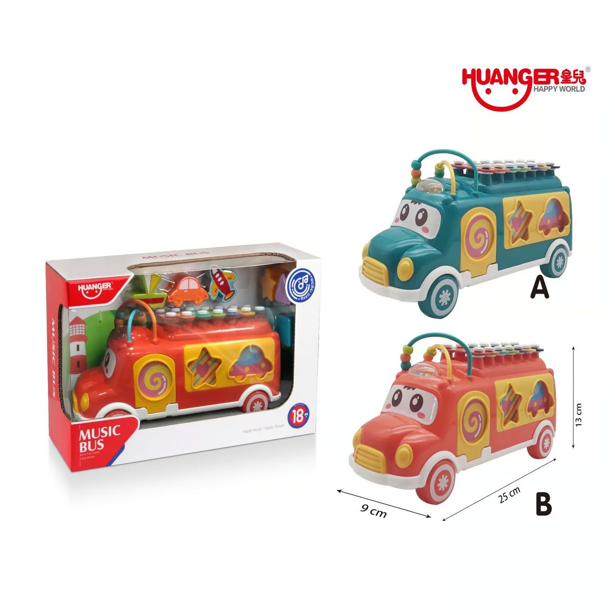 HUANGER - Coche Musical con Figuras Didácticas