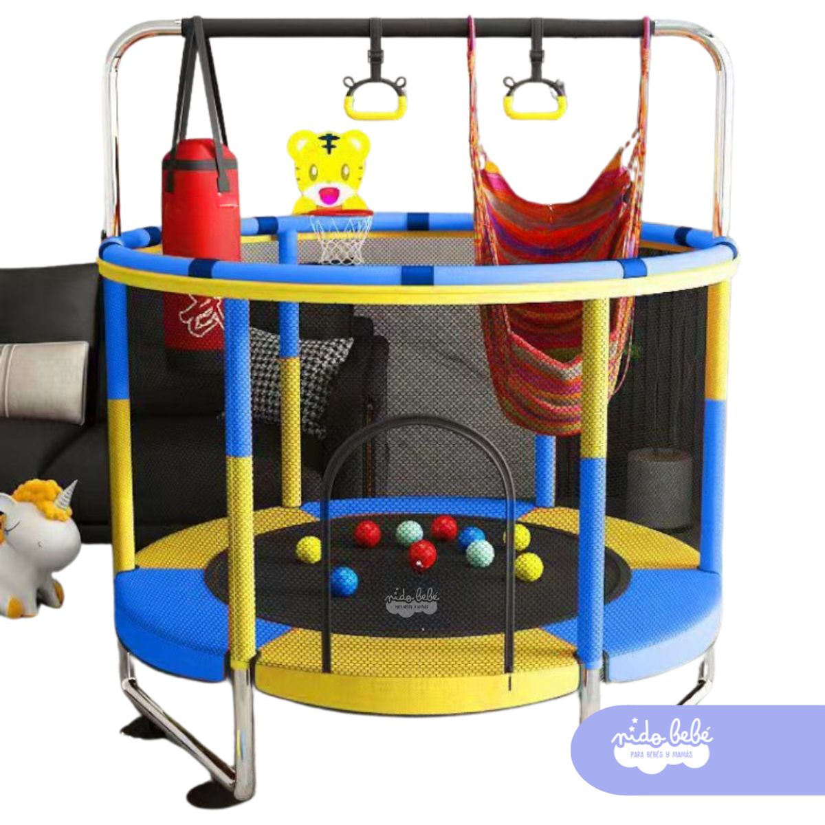 GENERICO - Juego CAMA SALTARINA FULL SMILE Amarillo con Azul