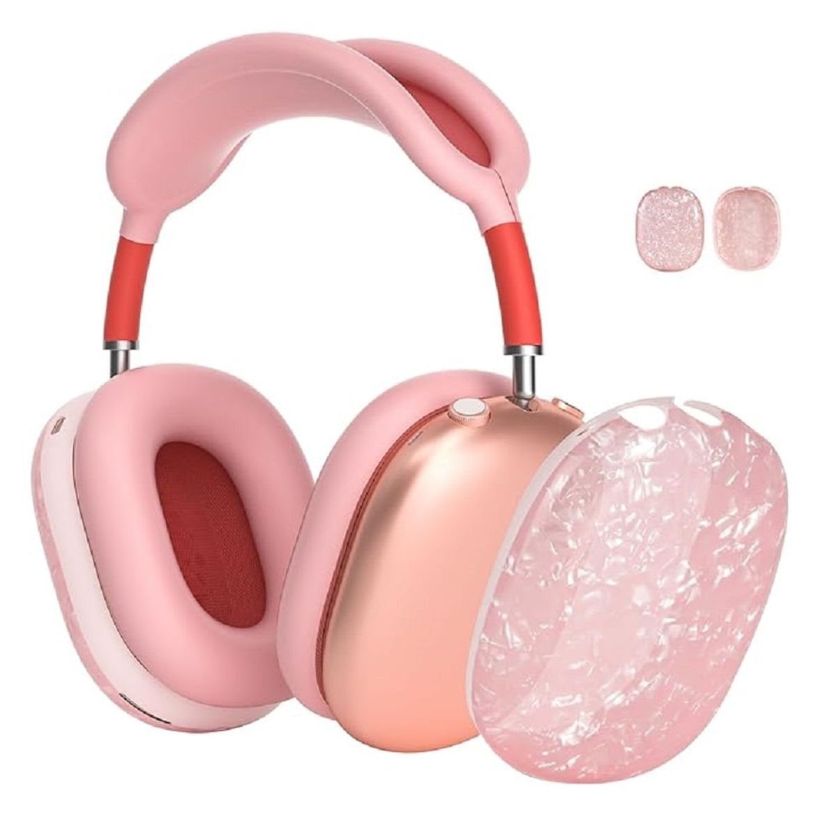 GENERICO - CASE FUNDA BRILLANTE DE SILICONA PARA AIRPODS MAX - ROSA ESCARCHADO