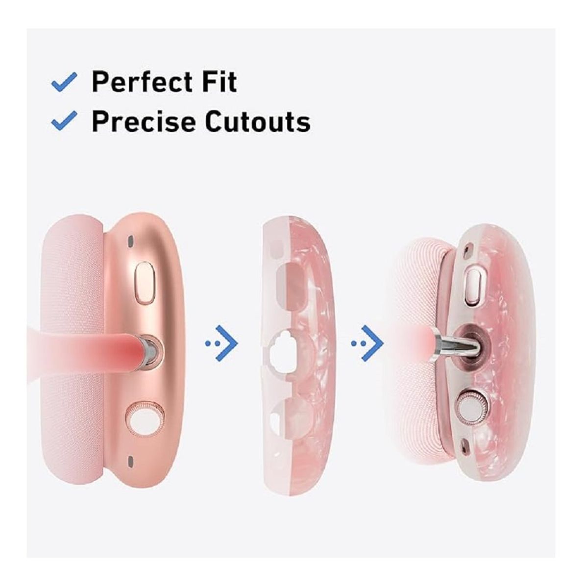 GENERICO - CASE FUNDA BRILLANTE DE SILICONA PARA AIRPODS MAX - ROSA ESCARCHADO