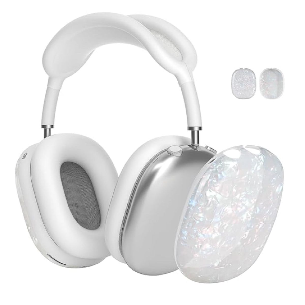 GENERICO - CASE FUNDA BRILLANTE DE SILICONA PARA AIRPODS MAX - BLANCO ESCARCHADO