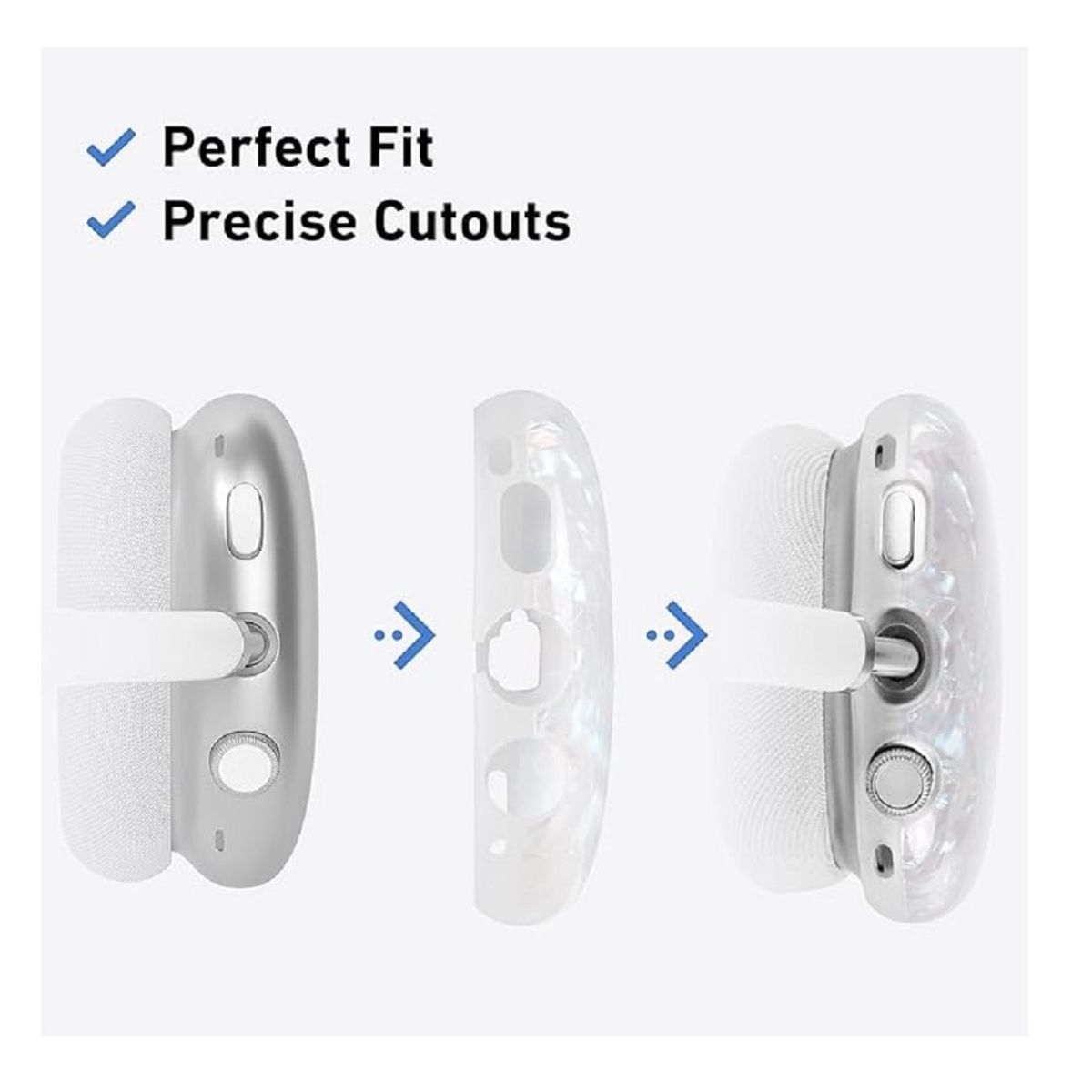 GENERICO - CASE FUNDA BRILLANTE DE SILICONA PARA AIRPODS MAX - BLANCO ESCARCHADO