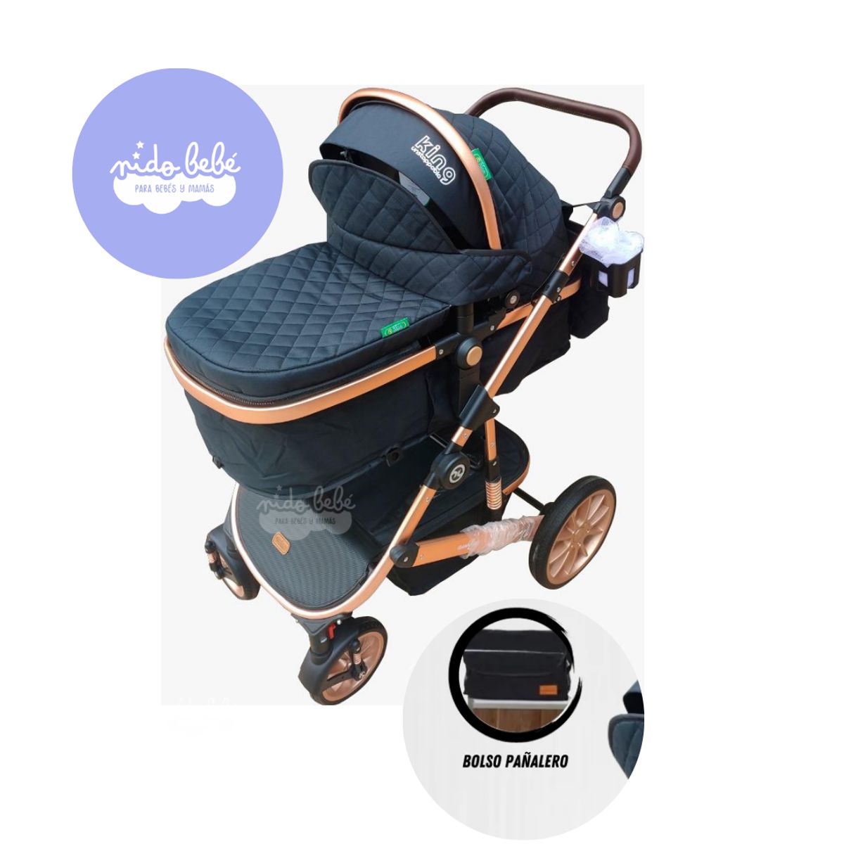 GENERICO - Coche moisés PREMIUM LITE 2 MAXI BABY KING NEGRO