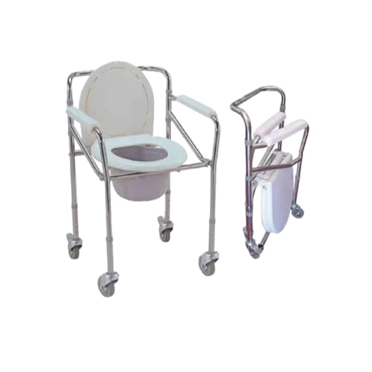 GENERICO - Silla de Baño Inodoro Portátil con Ruedas Plegable Aluminio Importado