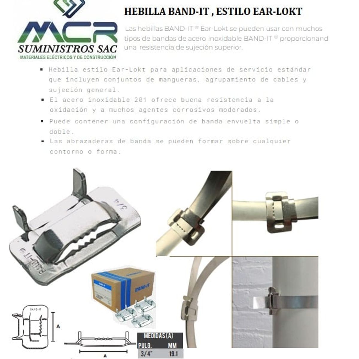 BAND IT - HEBILLAS DE ACERO INOXIDABLE DE 3/4 PULGADA CAJA DE 100 UND