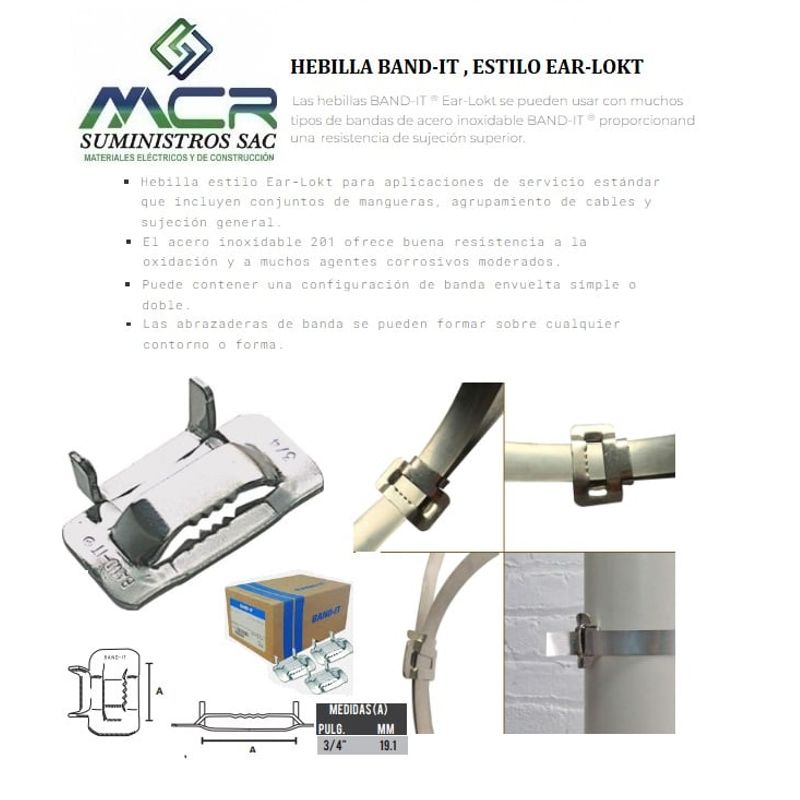 BAND IT - HEBILLAS DE ACERO INOXIDABLE DE 3/4 PULGADA CAJA DE 100 UND