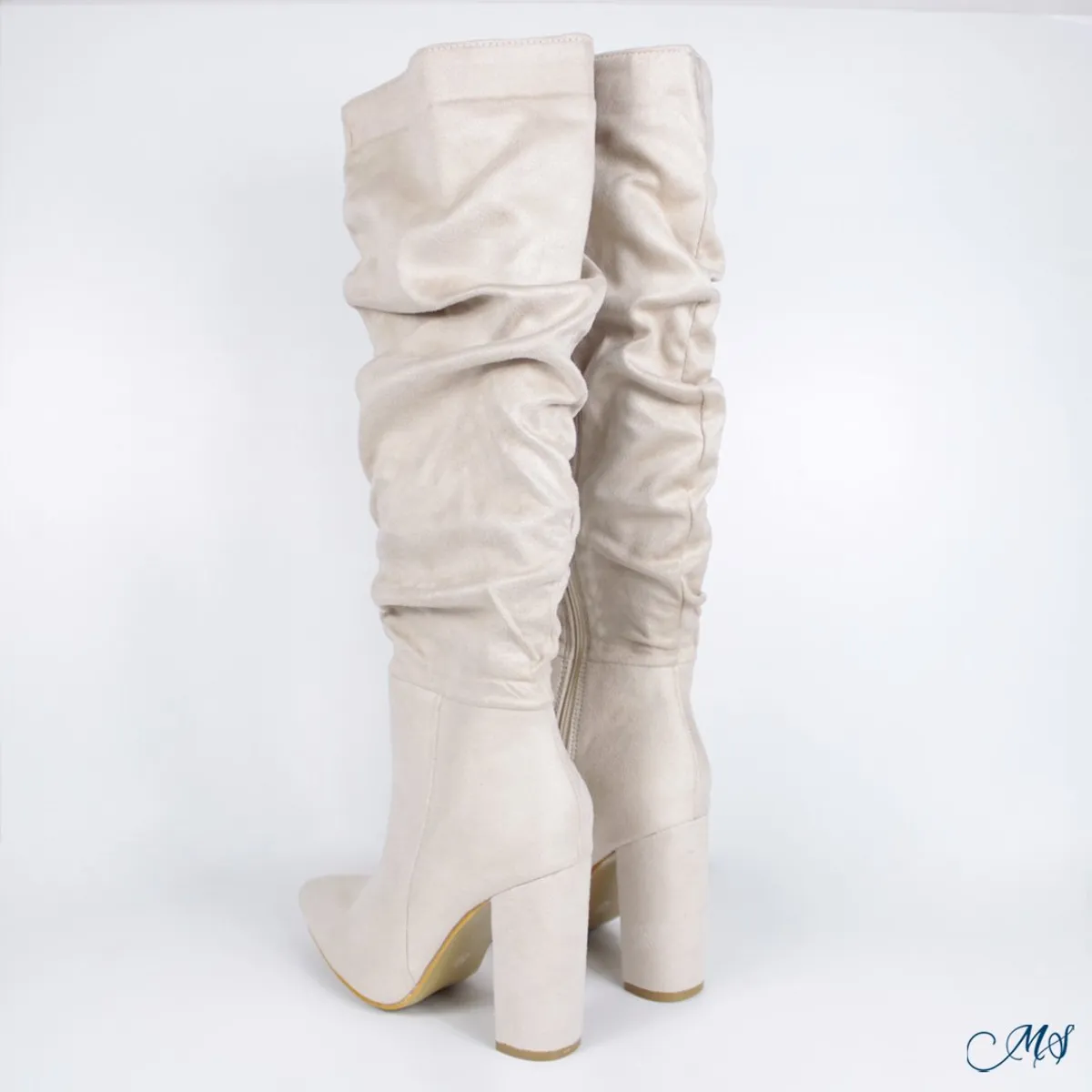 MARGLO SHOES - Botas Altas Gamuza Mujer Beige M69