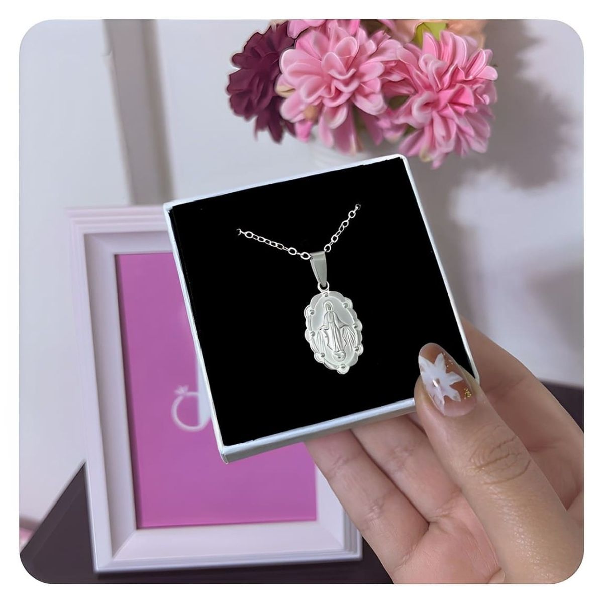 GENERICO - Collar Hombre Medalla Virgen Del Carmen Joya Religiosa Plata