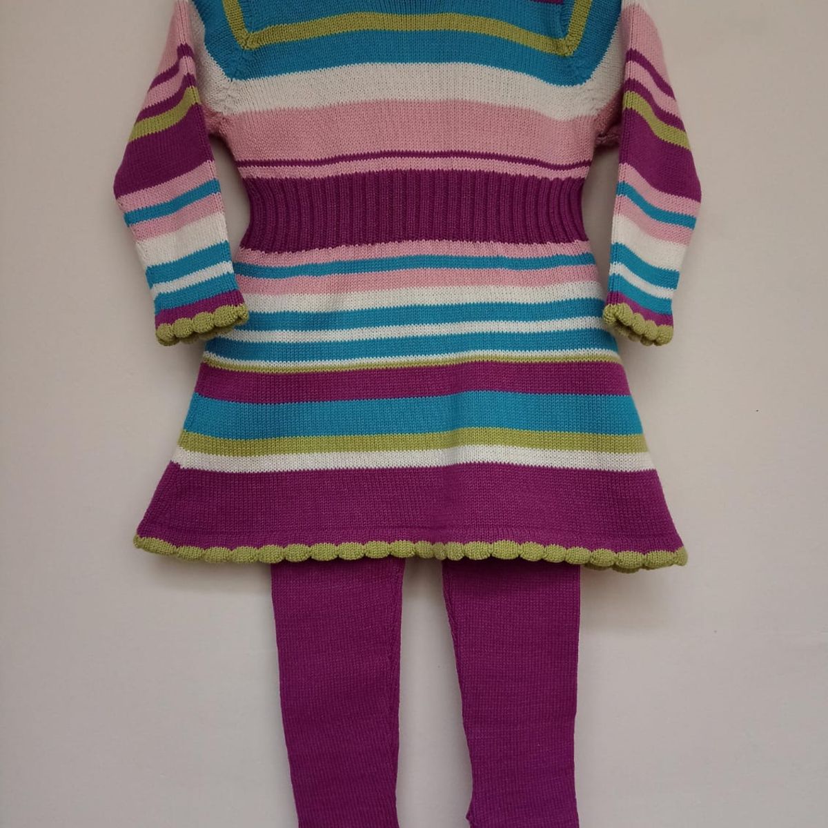 GENERICO - Conjunto Bebé 2 Piezas Vestido rayas + Panty  'Mandalay Knits'