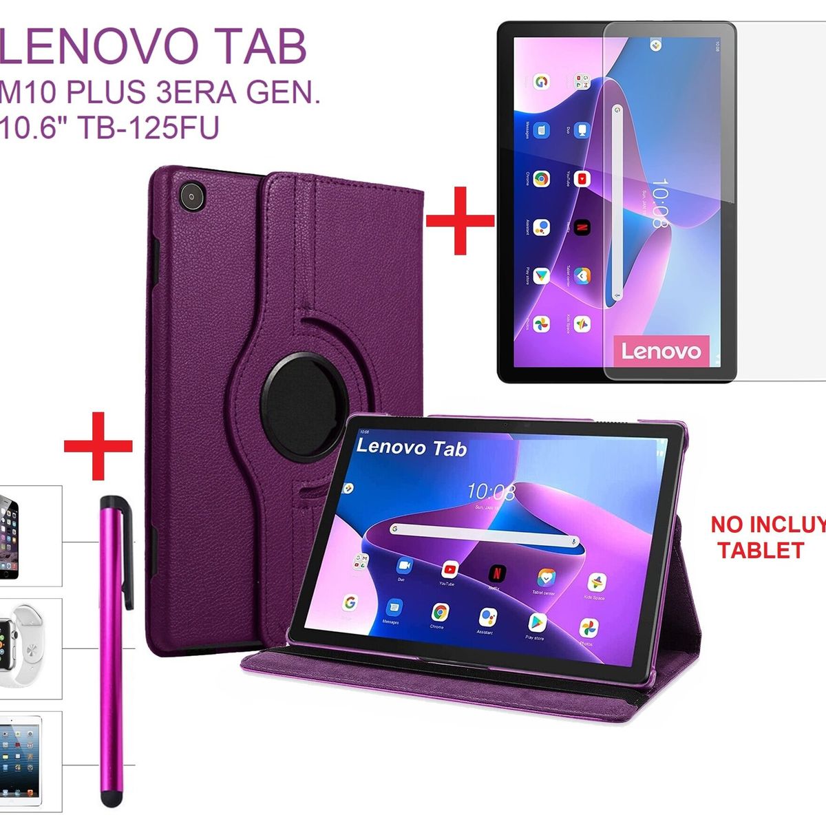 GENERICO - Funda + Mica + Lápiz para Lenovo Tab M10 Plus 3era Gen 106 TB125FU.