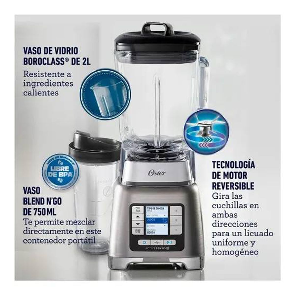 OSTER - Licuadora ActiveSense Oster  Vaso Blend N Go BLSTTDG NBG