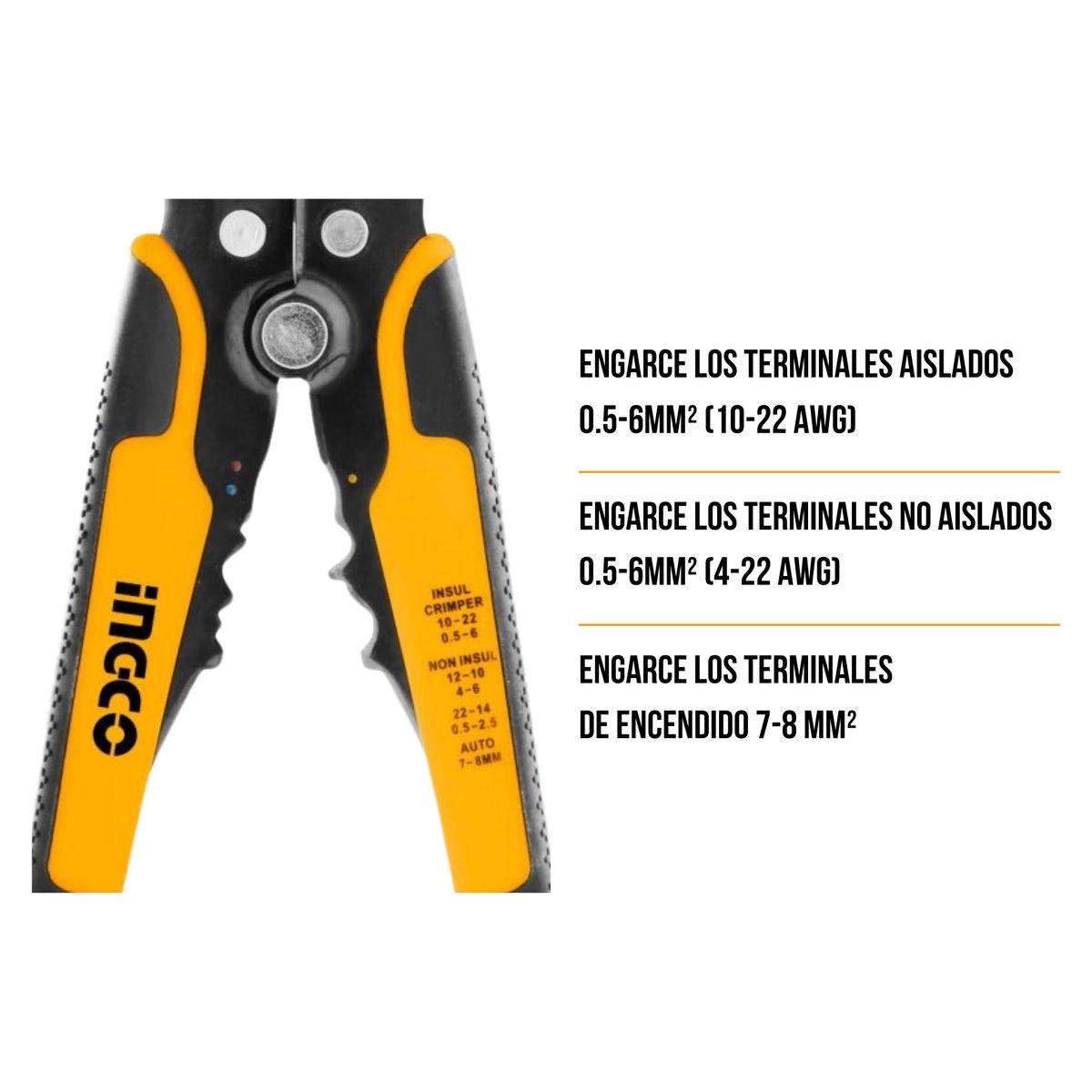 INGCO TOOLS - Alicate pela cable crimpeadora automatico Ingco