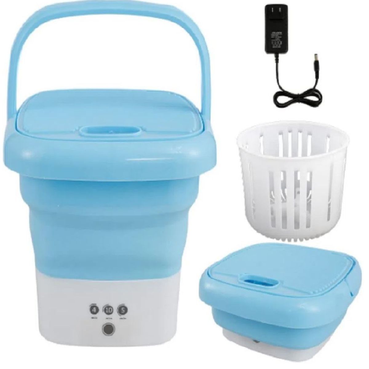 GENERICO - Mini Lavadora Plegable Centrifugado - Celeste