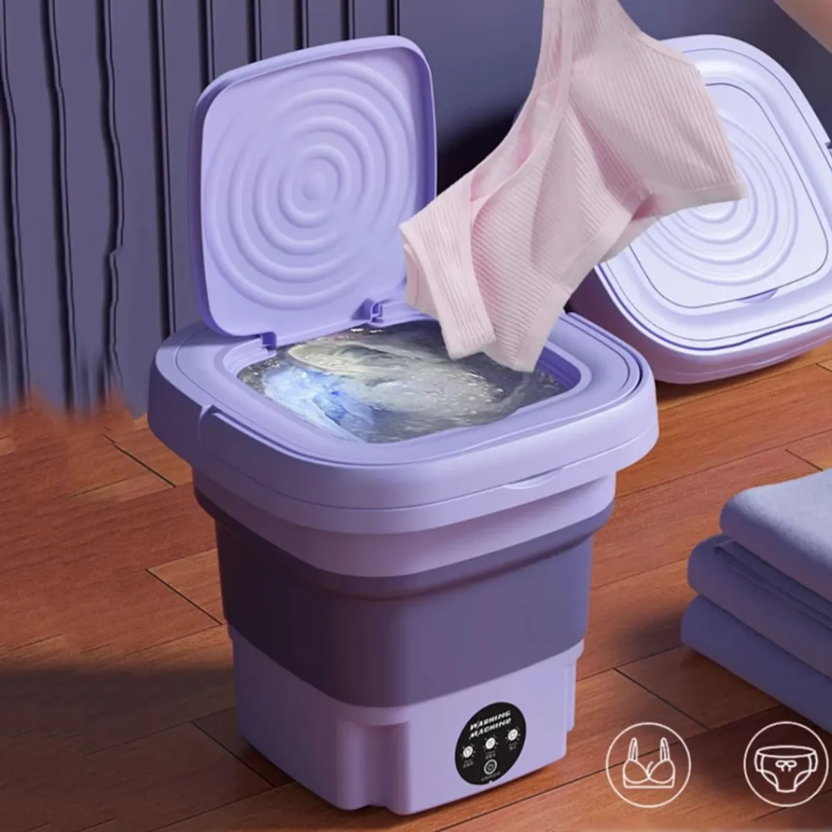 GENERICO - Mini Lavadora de Ropa Portátil Plegable - Purpura