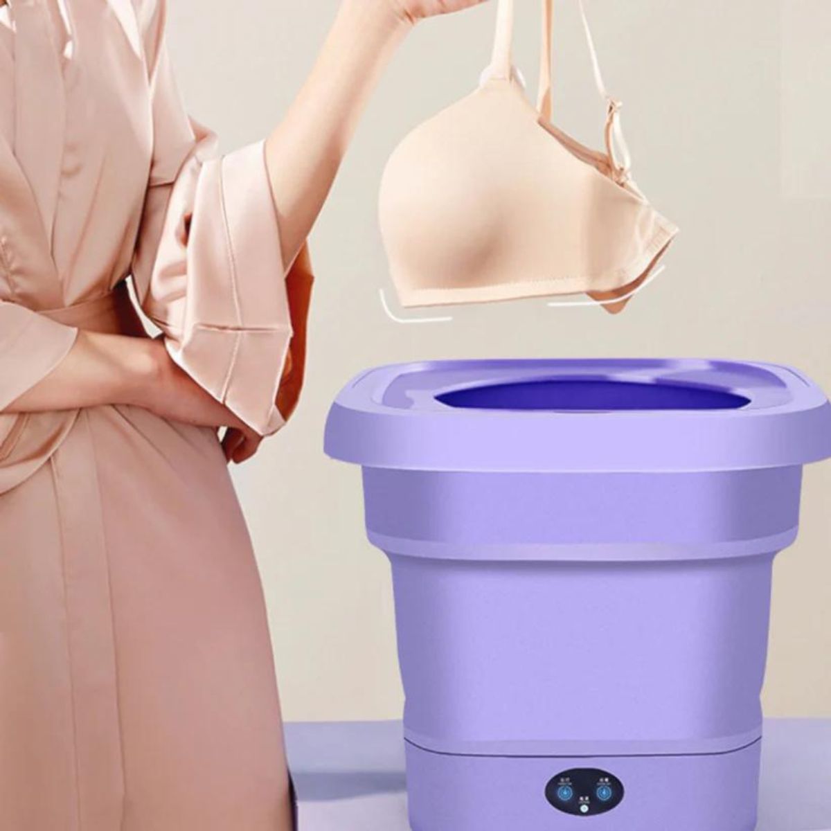 GENERICO - Mini Lavadora de Ropa Portátil Plegable - Purpura