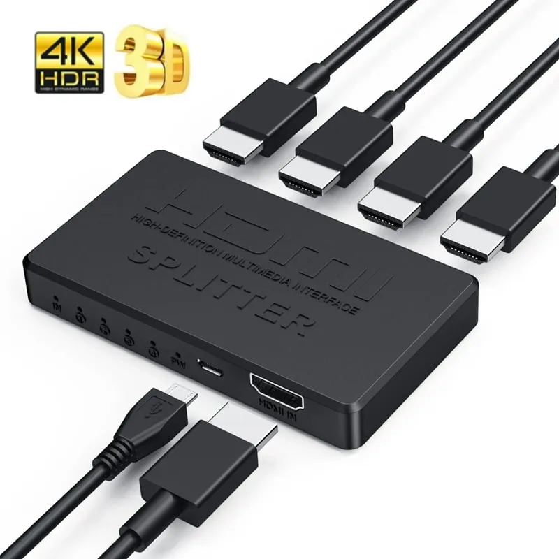 GENERICO - Splitter Hdmi 1x4 Full Hd 4K 3D 1080P 60Hz Multiplica Señal