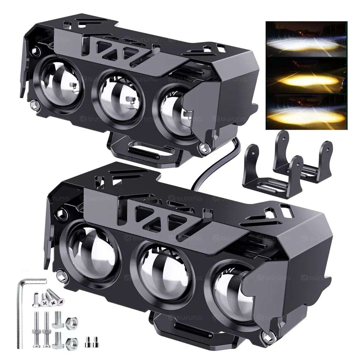 GENERICO - Par Luces Led Auxiliares Faros De Lupa Para Auto Moto 120w