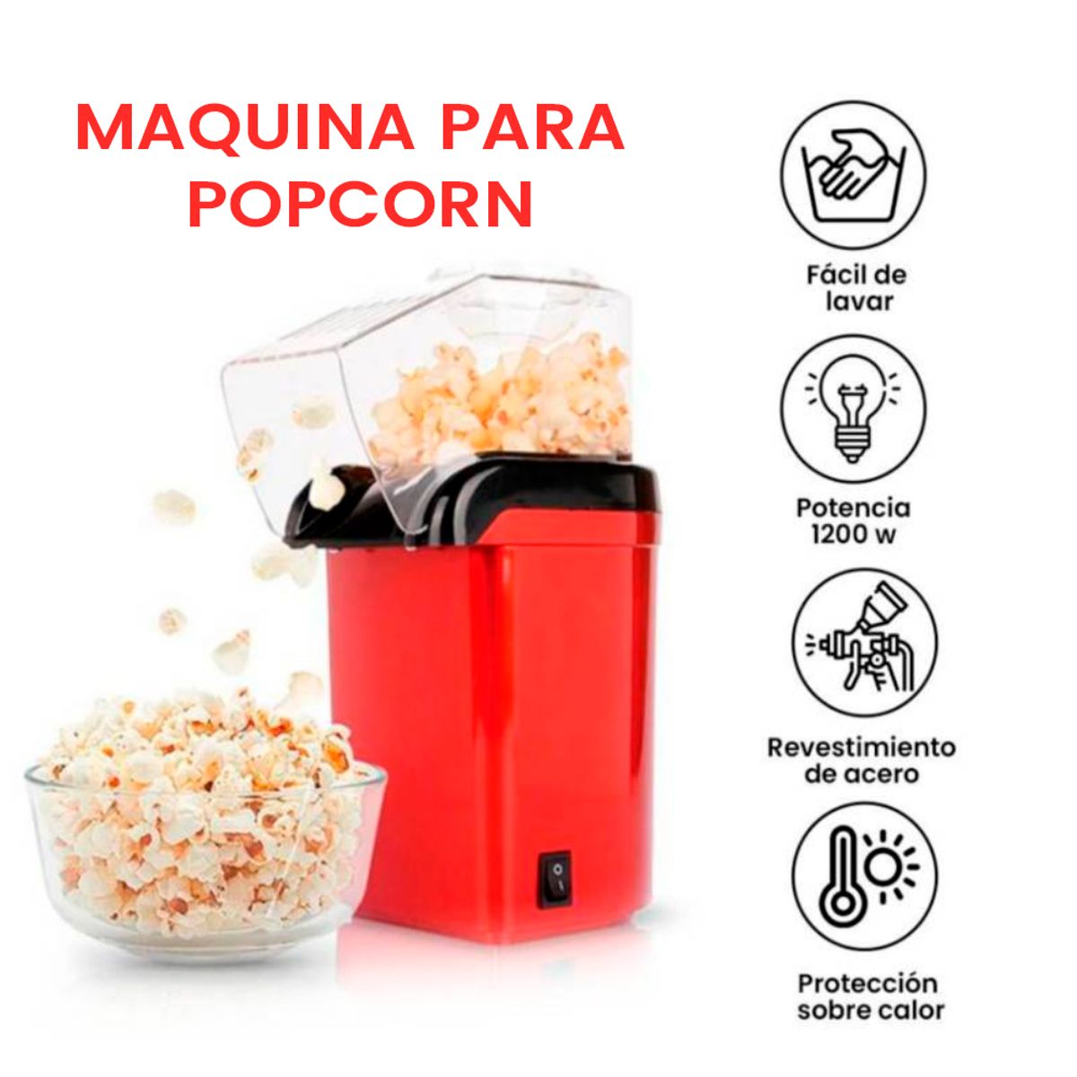 GENERICO - Palomitera Maquiina para Palomitas Pop Corn sin Aceite