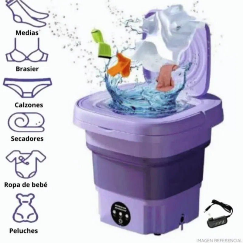GENERICO - Mini Lavadora de Ropa Portátil Plegable - Purpura