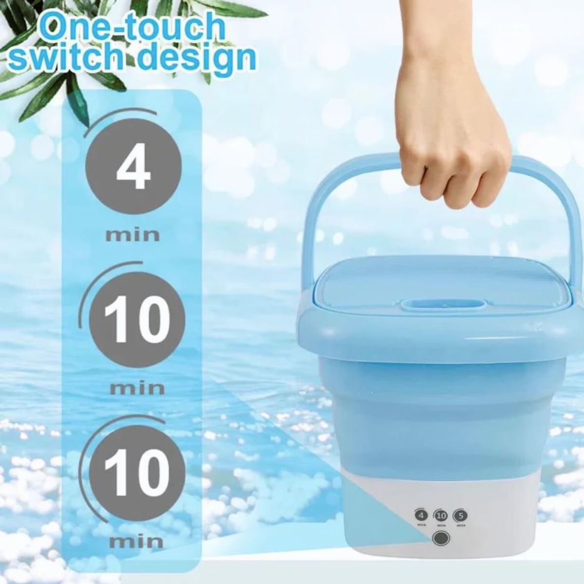 GENERICO - Mini Lavadora Plegable Centrifugado - Celeste