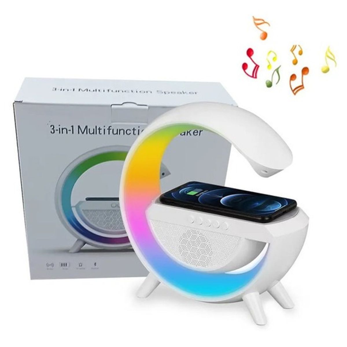 GENERICO - Parlante Bluetooth Con Carga Inalambrica y Luces Led RGB