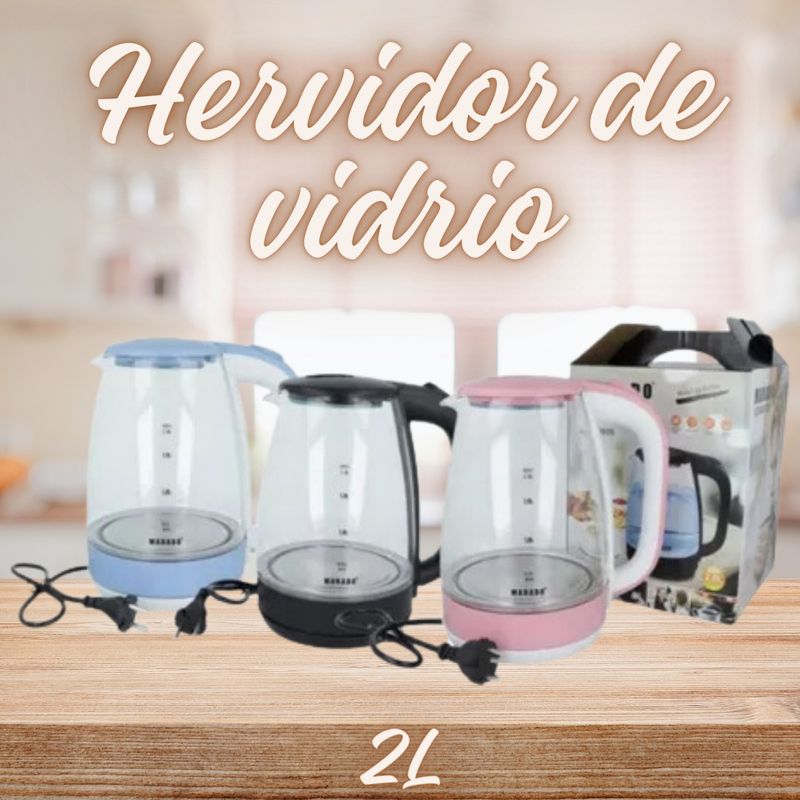 GENERICO - Hervidor Vidrio Eléctrico de Vidrio 2 Litros - Colores Variados