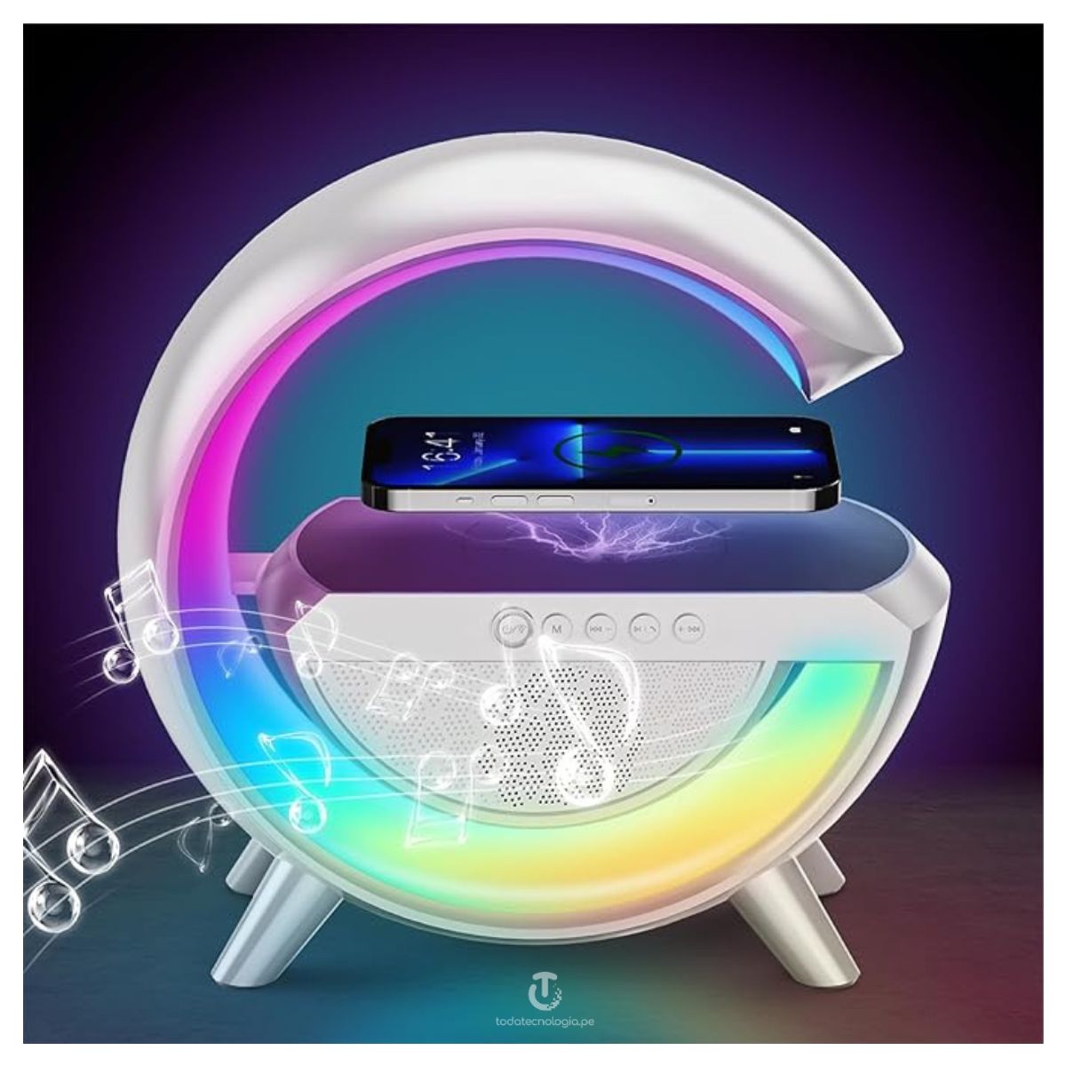 GENERICO - LAMPARA PARLANTE 3 EN 1 CARGADOR INALAMBRICO BLUETOOTH LUCES RGB