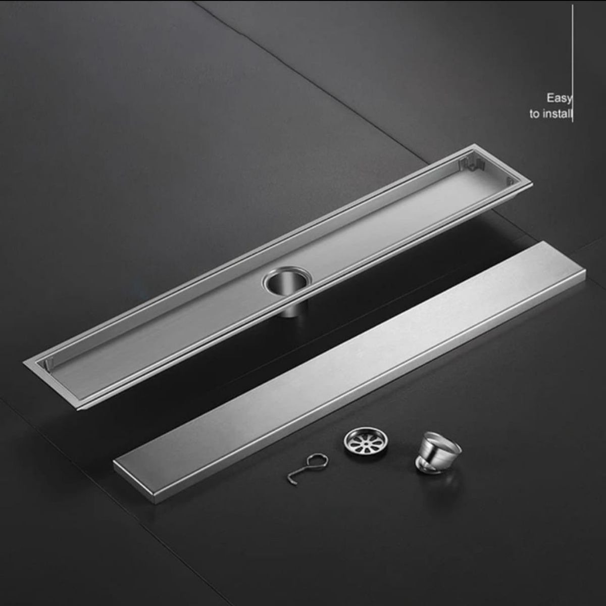 GENERICO - Sumidero Reversible de ducha Acero Inoxidable SS304 10x40cm con perfil