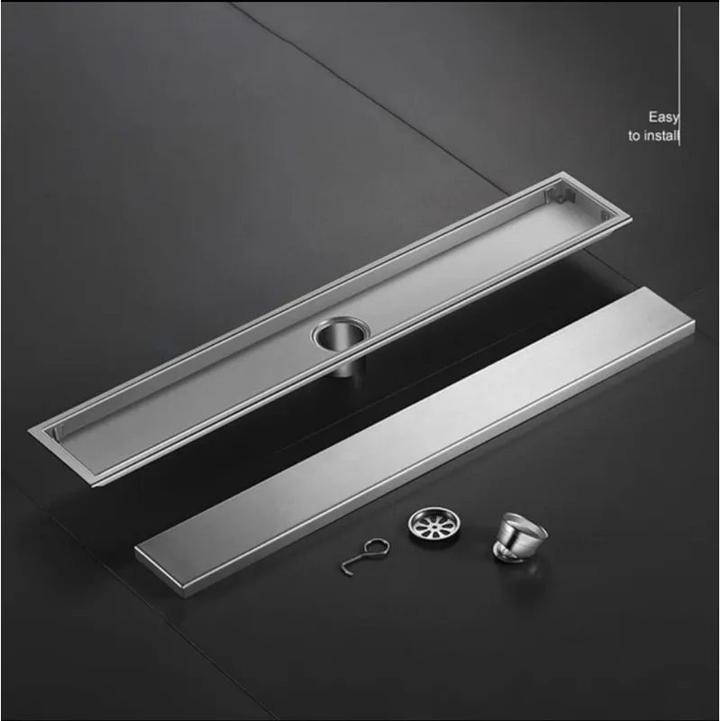 GENERICO - Sumidero Reversible de ducha Acero Inoxidable SS304 10x40cm con perfil