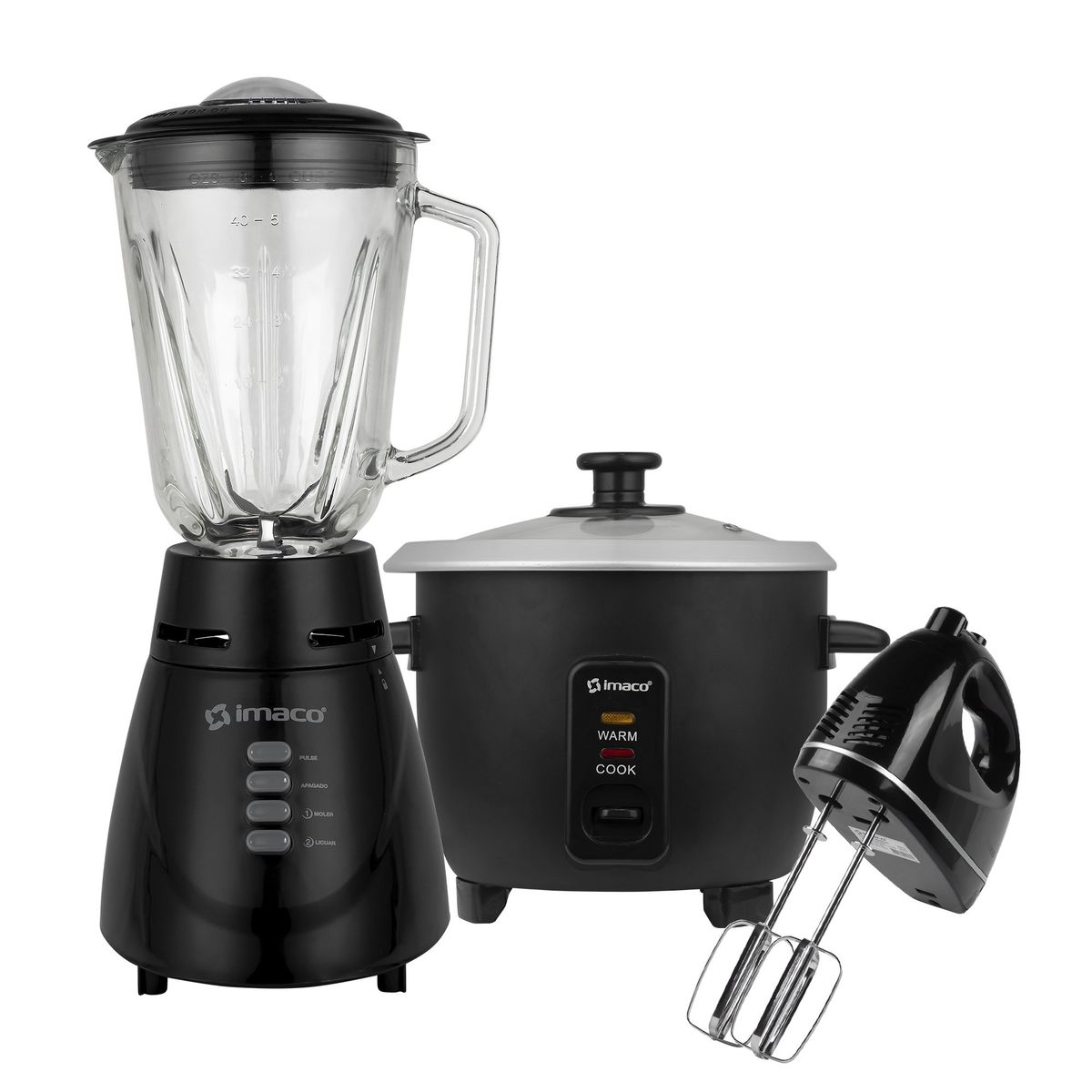 IMACO - Combo licuadora vidrio batidora olla 0.6 litros imaco
