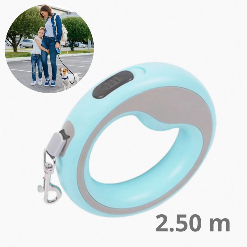 GENERICO - CORREA RETRACTIL CIRCULAR PARA MASCOTA CELESTE