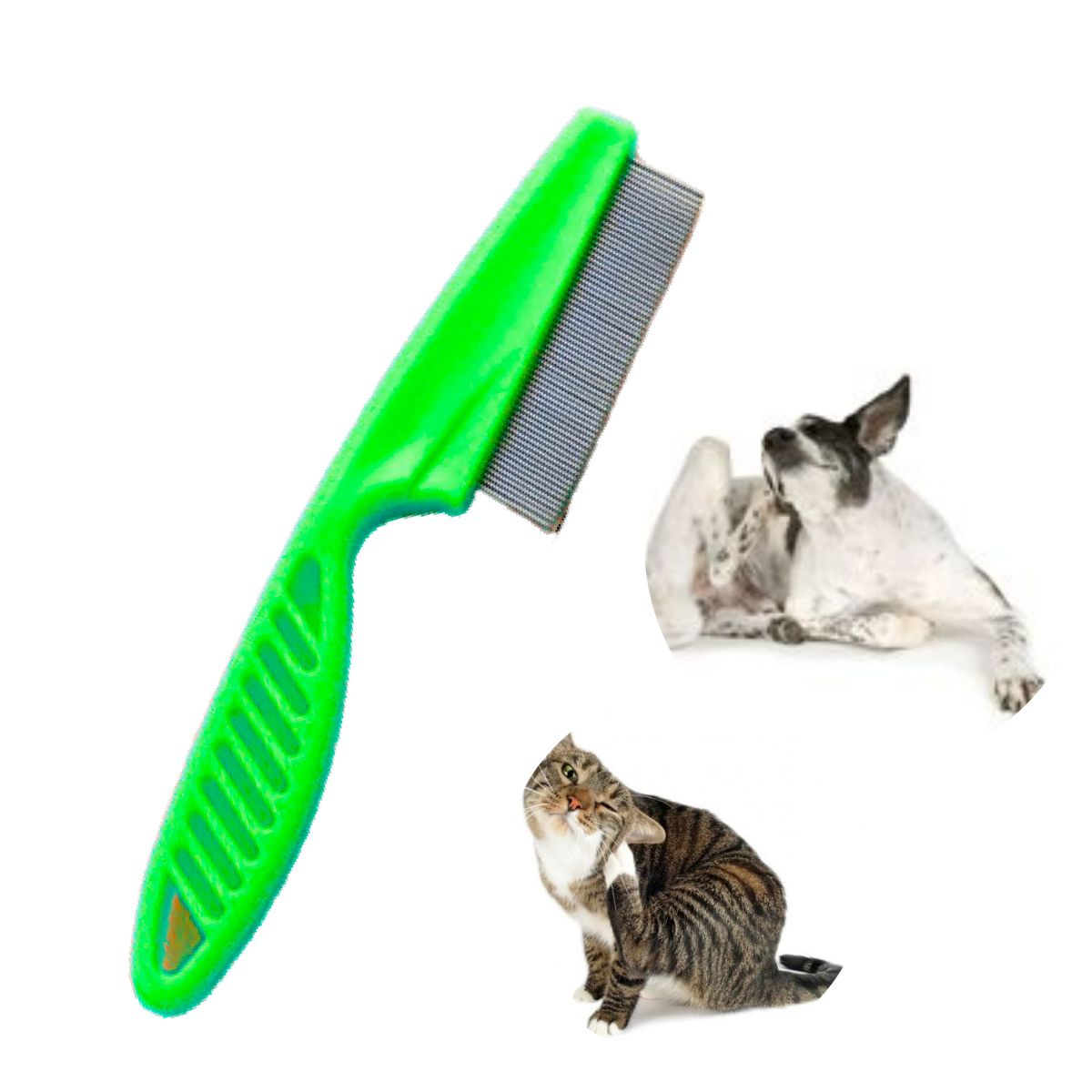 GENERICO - PEINE ANTIGARRAPATAS PIOJOS Y PULGAS MASCOTAS VERDE