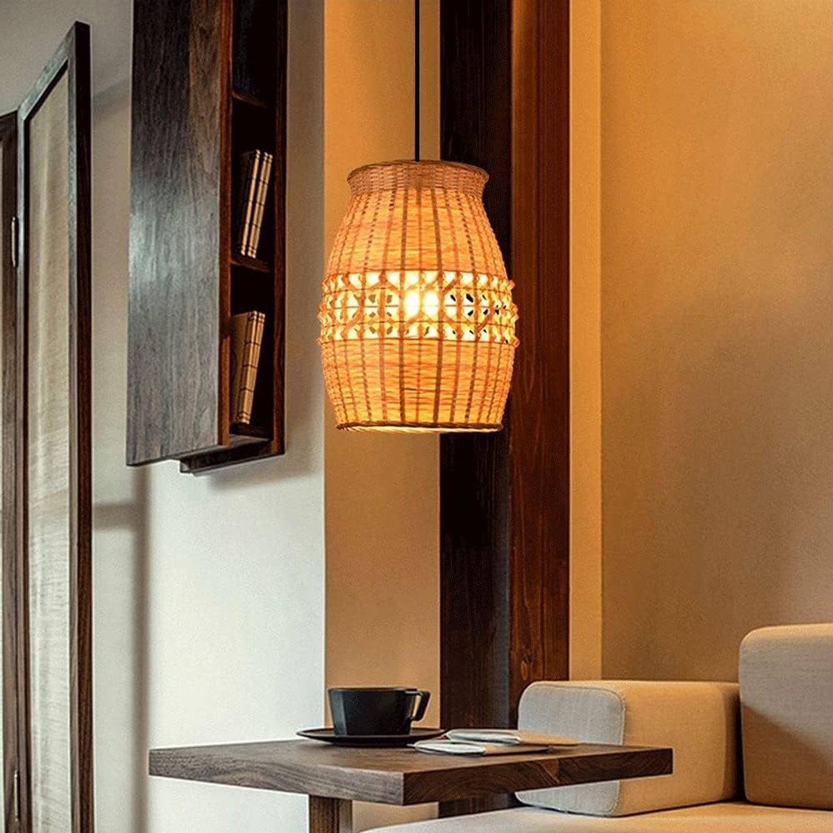 GENERICO - Lampara colgante tejido de bambú Personalidad creativa