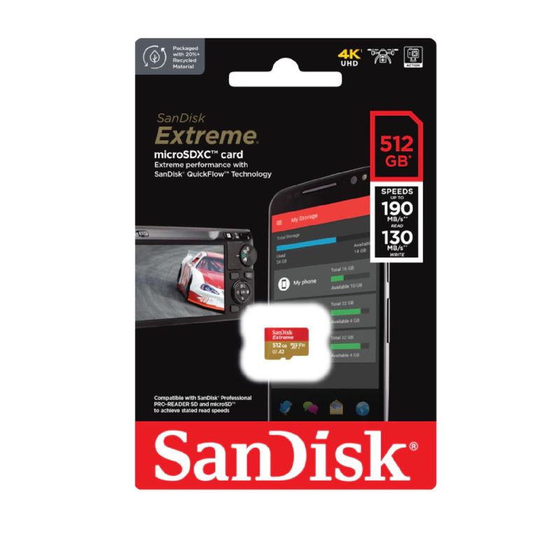 SANDISK - Tarjeta de memoria micro SD Sandisk extreme 512 GB 190 MB/s